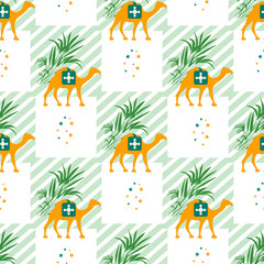 Fototapeta premium Vector Seamless Pattern Camel plant Green nature
