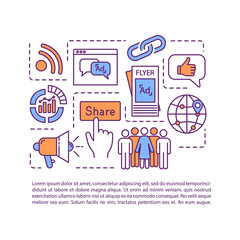 SMM strategy concept icon with text. Online product promotion PPT page vector template. Advert efficiency analysis. Brochure, magazine, booklet design element with linear illustrations