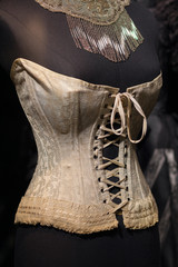 Beautiful retro corset on a mannequin close-up