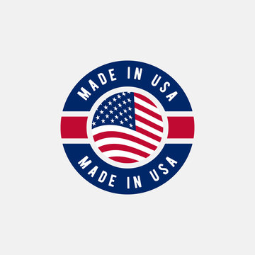 WebMade in USA label with american flag. simple flat vector illustration