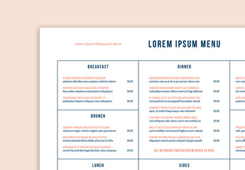 Menu Layout with Orange Accents