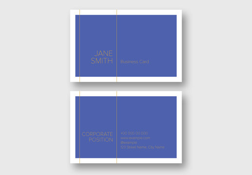 Blue Business Card Layout with Gold Accents