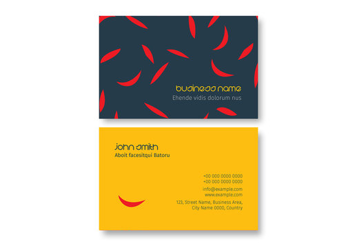 Business Card Layout with Red Abstract Pattern Element