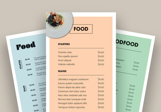 Menu Layout with Pastel Colorblock Element