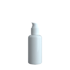 Cosmetic white cream bottle. Cosmetics Product Template for Ads or Magazine Background. Plastic white bottle for cream,  gel, lotion. 3D Rendering. Isolated