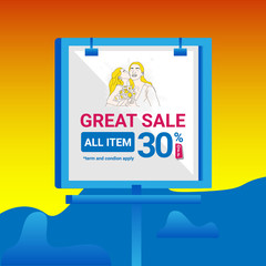 Modern billboard happy mother day flat vector illustration