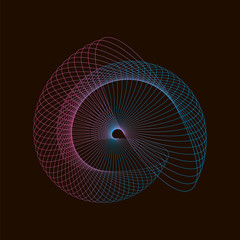 Spirograph abstract element on a black background.