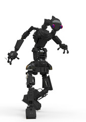 friendly robot is walking in white background