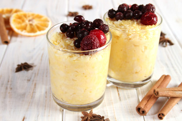 Healthy breakfast with cereal and berries