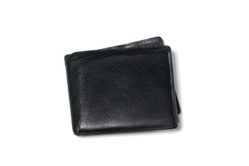 black wallet purse isolated on white background