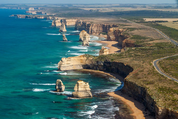 Aerial view of the Twelve Apostles, Great Ocean Road, Victoria, Australia - obrazy, fototapety, plakaty