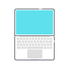 Laptop related color line vector icon, illustration