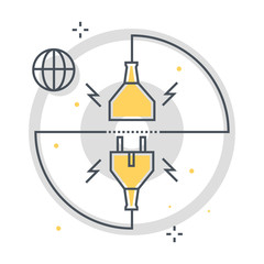Connection related color line vector icon, illustration