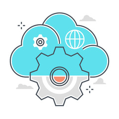 Cloud management related color line vector icon, illustration