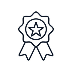 Isolated seal stamp with star and ribbon line style icon vector design