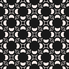 Vector monochrome seamless texture, moroccan style pattern with floral figures, mosaic tiles. Abstract dark geometric background. Oriental design for decor, covers, prints, textile, ceramic, fabric