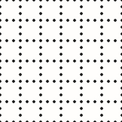 Vector minimal geometric seamless pattern. Simple abstract monochrome texture with tiny circles, small dots in square grid. Delicate black and white background. Repeating design for decor, prints, web