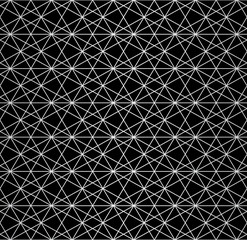 Silver linear pattern. Vector geometric seamless texture. Subtle gray metallic lines on black background. Luxury ornament with delicate grid, lattice, net, mesh. Abstract repeated graphic design