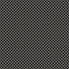 Vector seamless pattern, simple black and white geometric texture. Simple monochrome illustration of mesh, fishnet, lattice, tissue structure. Diamond grid, small rhombuses. Subtle abstract background