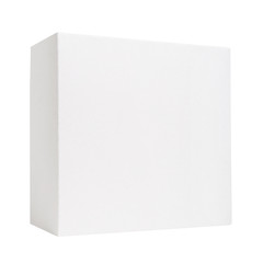 White square cardboard paper box isolated on white background. Box package mock-up concept