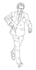 Man in suit walking 
