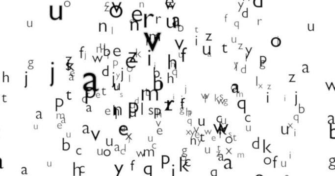 3d floating alphabet on white background drifting in random fashion