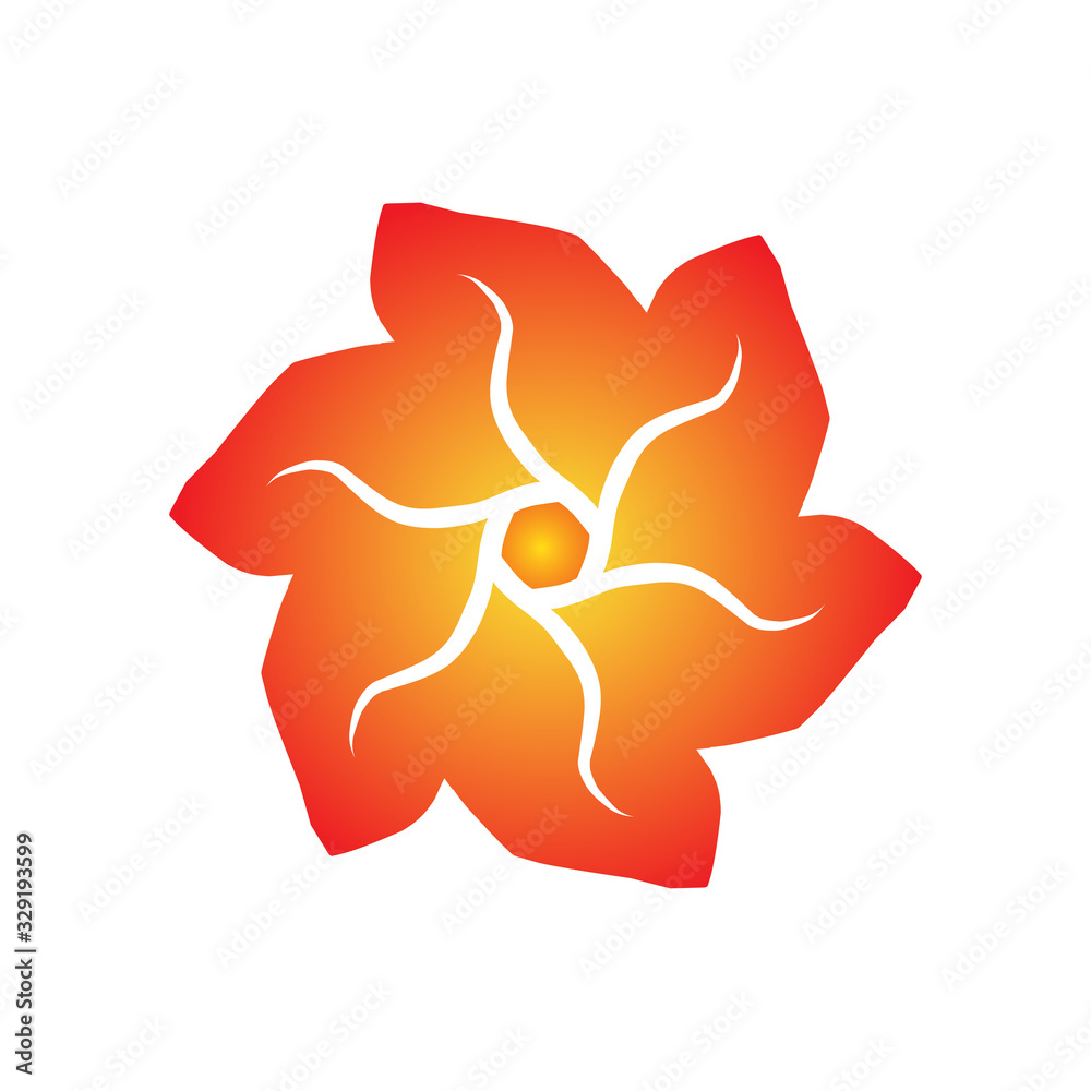 Wall mural orange flower star illustration