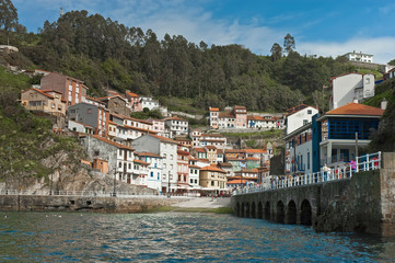 Fototapeta na wymiar Cudillero town as seen from the port, Spain