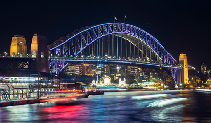 Sydney Harbour Bridge at night, Vivid Sydney, Australia