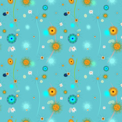 Mysterious and Fantastic Creatures of the Microworld, Abstract Fantasy. Vector Seamless Pattern. Possible Use in Design Solutions