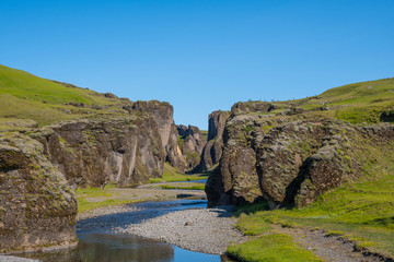 Fototapeta na wymiar Fjadrargljufur canyon in south Iceland on a sunny day