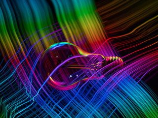 light bulb on a rainbow background
