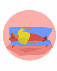 sleeping man is lying on the couch