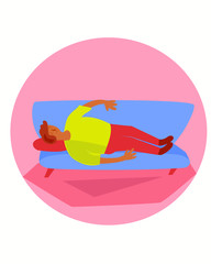 sleeping man is lying on the couch