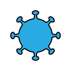 Blue icon of medical chinese virus microbe dangerous deadly strain covid 019 coronavirus epidemic pandemic disease. Vector illustration isolated on a white background