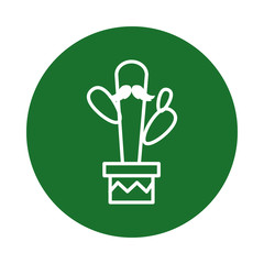 Mexican cactus with mustache block style icon vector design