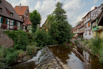 Fototapeta na wymiar View of one of the most beautiful villages in France, Kaysersberg, in the Alsace area.