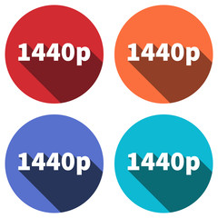 1440p high graphics display resolution cicon with long shadow.