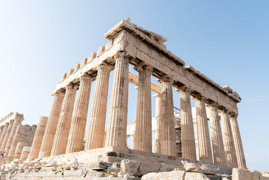 Detail of the Partenon in the Acropolis. Athens, Greece