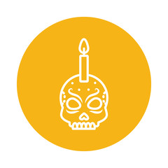 Mexican skull with candle block style icon vector design