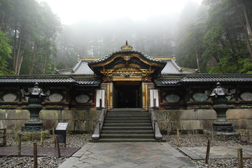 Obraz premium Futarasan shrine in Nikko, Japan, during rainy season