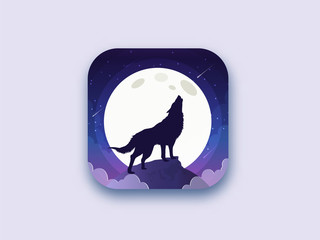 Wolf howling in the moonlight