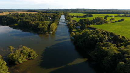 Fototapeta premium Aerial view of bridge over river
