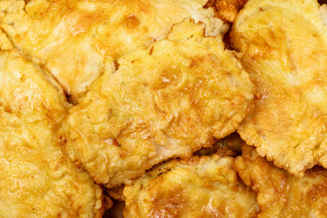 Fried in egg chicken cutlets. Texture