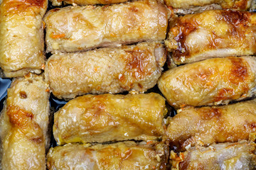 Fried cutlet of red chicken fillet in leather. Texture