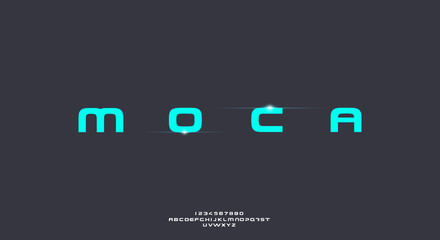 Moca, an abstract technology science fiction alphabet font. digital space typography vector illustration design © MoonBandit