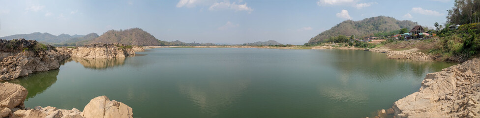 Fototapeta na wymiar Panorama Mekong River View Taken from Ban Nong Pla Buuk, Thailand