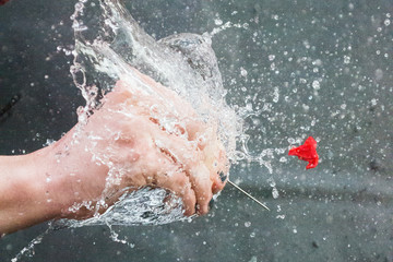 Water Balloon Action Shot Popping Balloon