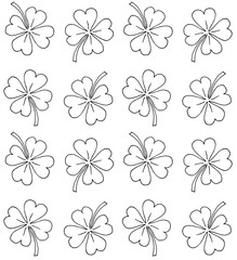 Vector seamless pattern of hand drawn doodle sketch clover shamrock isolated on white background