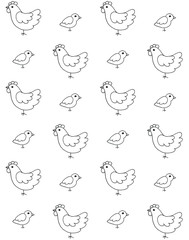Vector seamless pattern of hand drawn doodle sketch chicken and chick isolated on white background © Sweta
